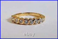 18ct 750 YELLOW GOLD 9 STONE DIAMOND HALF ETERNITY RING rolling design band 3.1g