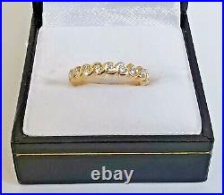 18ct 750 YELLOW GOLD 9 STONE DIAMOND HALF ETERNITY RING rolling design band 3.1g