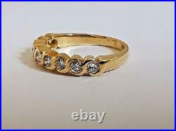 18ct 750 YELLOW GOLD 9 STONE DIAMOND HALF ETERNITY RING rolling design band 3.1g