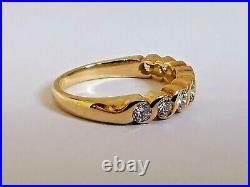 18ct 750 YELLOW GOLD 9 STONE DIAMOND HALF ETERNITY RING rolling design band 3.1g