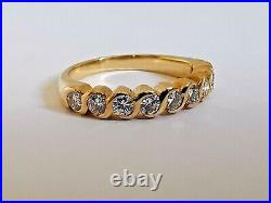 18ct 750 YELLOW GOLD 9 STONE DIAMOND HALF ETERNITY RING rolling design band 3.1g