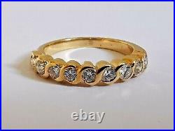 18ct 750 YELLOW GOLD 9 STONE DIAMOND HALF ETERNITY RING rolling design band 3.1g