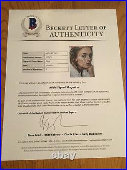 Adele Signed Rolling Stone Magazine Autograph Beckett BAS LOA COA No 30 CD Vinyl
