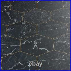 Black Marble Vinyl Flooring Roll Stone Effect Bathroom Kitchen Tiles Cheap Lino