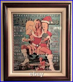 FRAMED VTG ROLLING STONE BEAVIS & BUTTHEAD XMAS FRONT COVER with PAMELA ANDERSON