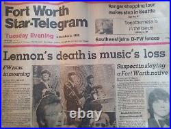 John Lennon Tribute News Paper- Magazine Fort Worth Telegram Rolling Stone Rare