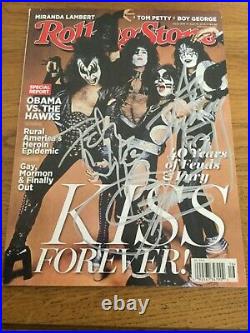 Kiss 2014 Rolling Stone Magazine Signed Gene Simmons Peter Criss Ace Frehley