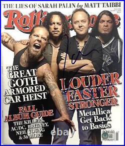 Metallica signed Rolling Stone Magazine Lars Ulrich Robert Trujillo beckett coa
