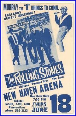 ORIGINAL 1964 Rolling Stones Concert Handbill New Haven Arena RARE