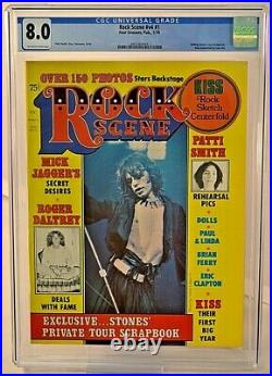 Rock Scene #v4 #1 1/76 Rolling Stones Tour Scrapbook Kiss Centerfold CGC 8.0 CL2