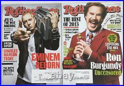 Rolling Stone magazine lot of 22 from 2013 Rolling Stones, Eminem, Lou Reed