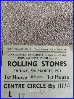 Rolling Stones Ticket, 5th March 1971, Manchester University Free Trade Hall