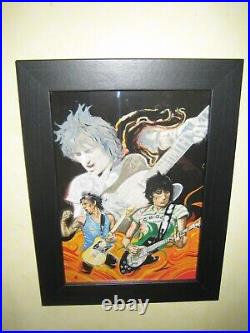 Ronnie Wood Rolling Stones Famous Flames Collection 4 Framed Prints A4