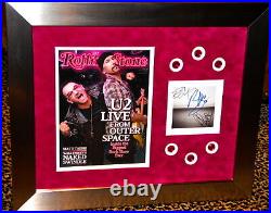 U2 Bono Edge signed No Line CD Rolling Stone magazine FRAMED JSA COA Adam 360 09