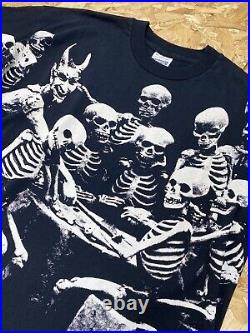 Vintage 94 95 Rolling Stones All Over Print World Tour Black Skull T Shirt XL