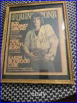 Vintage Rod Stewart Signed Rolling Stone Magazine Gold Leaf Frame 1977