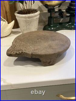 Vintage carved chapati stone rolling dish stand sculpture
