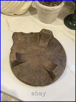 Vintage carved chapati stone rolling dish stand sculpture