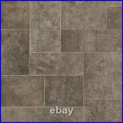 Vinyl Flooring Lino Roll Dark Grey Stone Tiles Conservatory Bathroom Kitchen