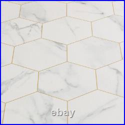 White Marble Vinyl Flooring Roll Stone Effect Kitchen Bathroom Tiles Cheap Lino